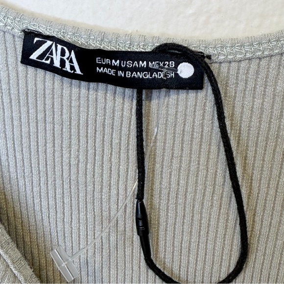 ZARA | Ribbed Puff Long Sleeve Shirt Crop Top - Picture 10 of 14